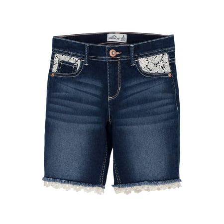 Crochet Hem Denim Bermuda Short (Little Girls & Big Girls)