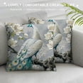 thumbnail image 3 of Orinice Peacock Flowers Tree Graphic Decorative Cushion Throw Pillow Cover Spring Aesthetic Decorative 1PC 12x12in, 3 of 5