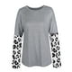 thumbnail image 5 of Camisa De Bloque De Color Con Estampado De Leopardo, Cómoda, Suave, Elástica, Para Mujer, Con Cuello Redondo, Puños Sueltos, Ajuste Regular Para La Vida Diaria ANGGREK Otros, 5 of 6