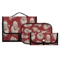 thumbnail image 3 of 3-Piece Travel Toiletry Bag Set, Hanging Wash Bag with Makeup Bag & Brush Case,Waterproof Cosmetic Organizer for Travel, Gym & Home Retro-style Santa Claus Faces, 3 of 10