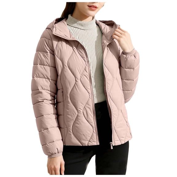 Ruimatai Women's Lightweight Puffer Jacket with Hood, Warm Winter Coat for Outdoor Casual Wear, Thin Insulated Down Coat