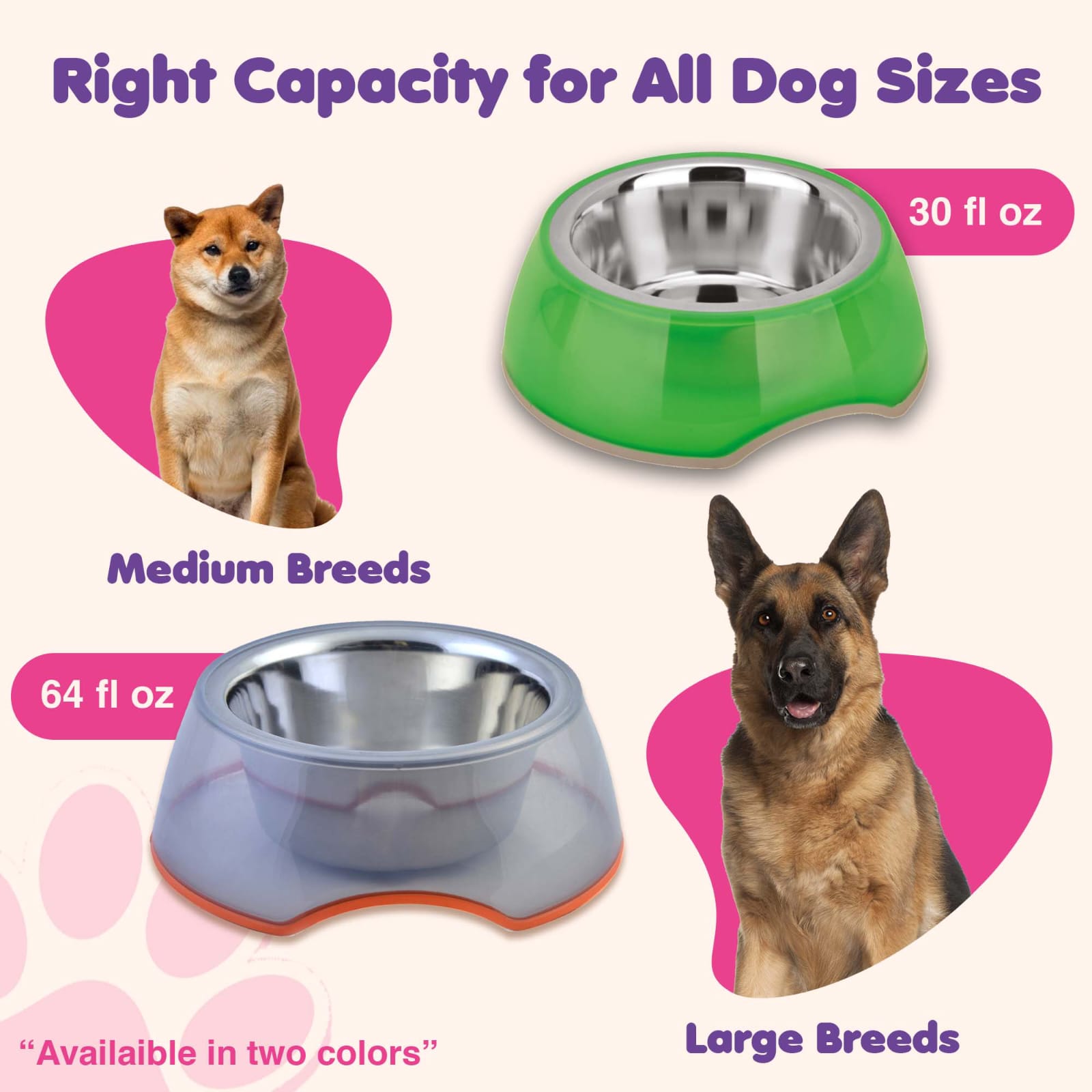 Happinesque 1Pc Stainless Steel Dog & Cat Bowl with Pellucid Plastic, Anti Skid, Non Tip, 8 Cups (Gray)