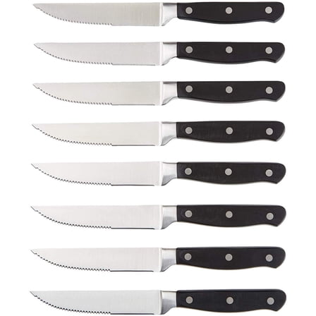Mojitor 8-Piece Kitchen Steak Knife Set, 4.5", Black