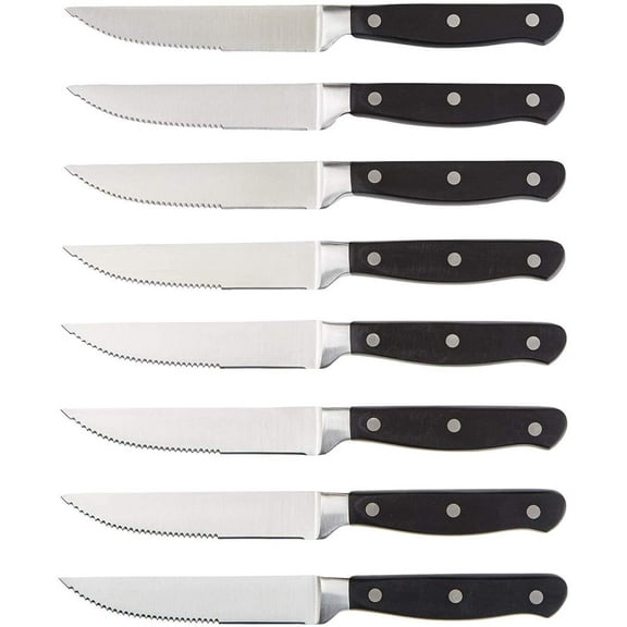 Mojitor 8-Piece Kitchen Steak Knife Set, 4.5", Black