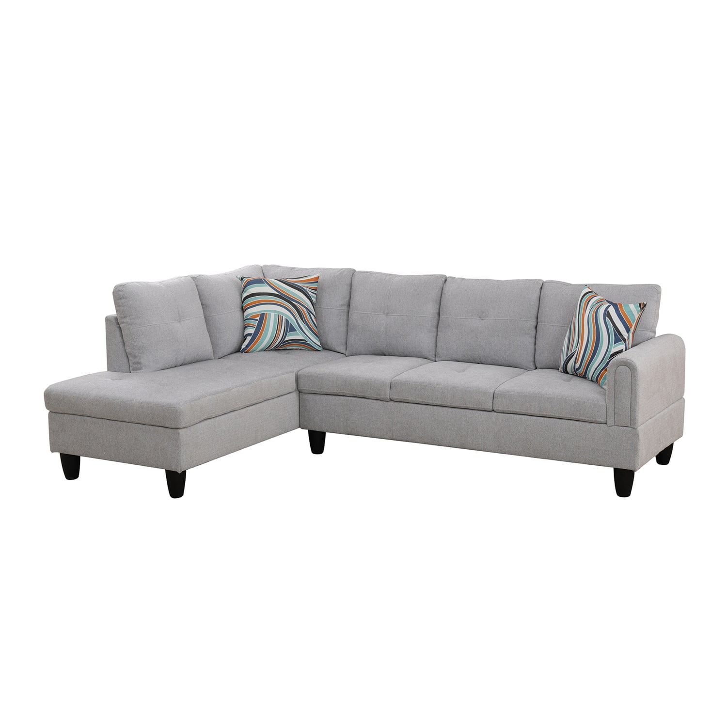 Hommoo Flannel Sectional Couch Sofa Set, Modern L Shaped Couch