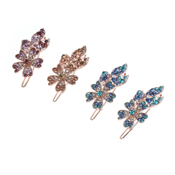 ELAYARD Rhinestone Flower Barrette Assorted Color 6Pcs Hair Decoration for Women
