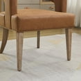 thumbnail image 5 of 25.79" Wide Modern Barrel Open Back Upholstered Accent Chair with Weathered Solid Wood Legs Dining Chairs for Dining Room, Club, Kitchen and Living Room. Brown PU, 5 of 7