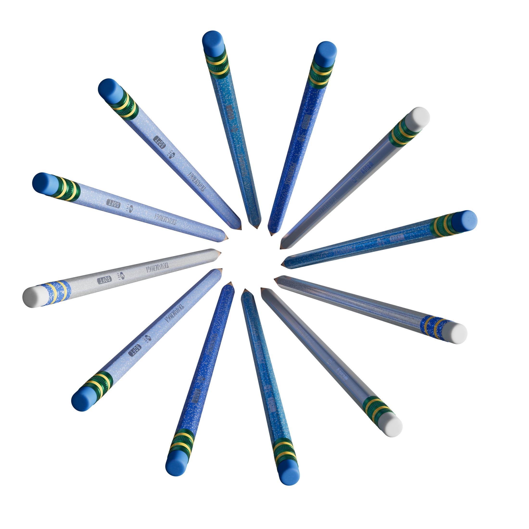 Ticonderoga Wood Pencils, Presharpened, #2 HB .3 mm Lead, Arctic Blues, 12 Count