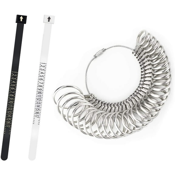 Metal Ring Sizer Finger Gauge Sizing Measuring Jewelry Tool Size 0-13 27 pcs with Plastic US UK Ring Sizers Belt for Jewelry Measurement Tool