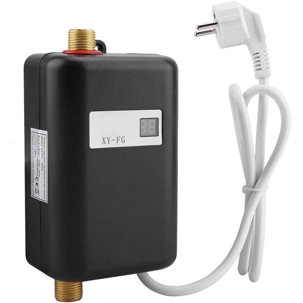 Calentador de agua eléctrico 220V 3400W Calentador de agua instantáneo Adecuado para agua fría a agua caliente Temperatura de flujo de agua ajustable Cocina Baño (Negro) Vhermosa BST3055515
