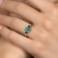 thumbnail image 4 of Gem Stone King 10K Yellow Gold Green Malachite and Blue Created Sapphire Engagement Ring for Women | 3.00 Cttw | Oval 9X7MM | Gemstone Birthstone | Size 9, 4 of 6
