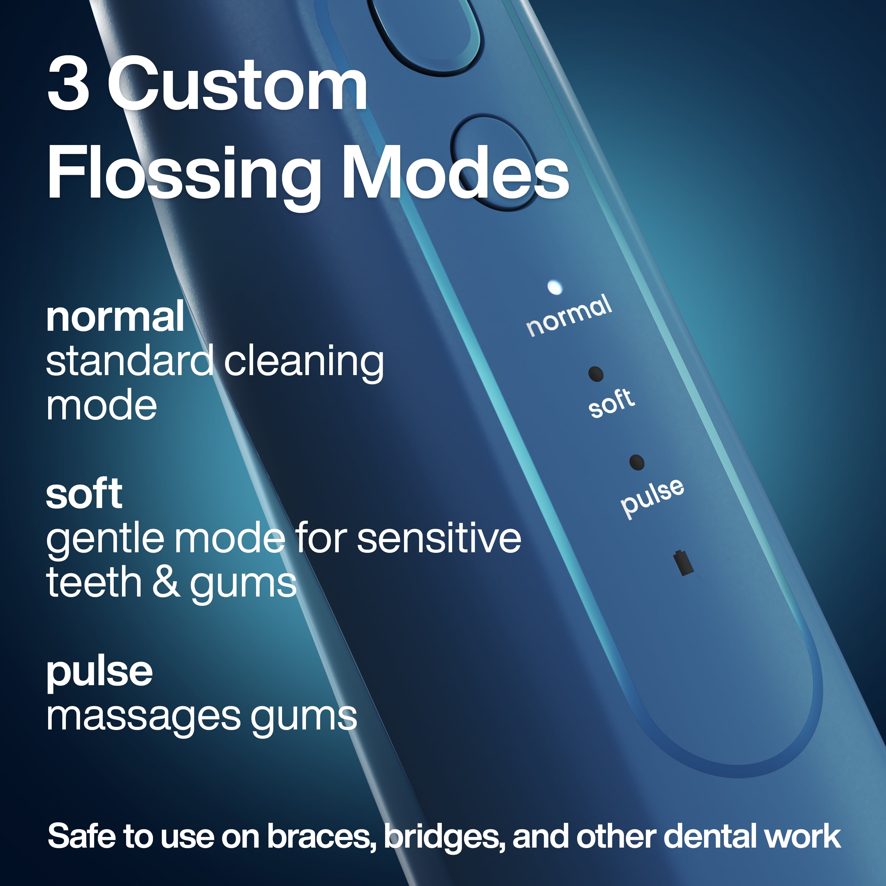AquaSonic Icon Electric Water Flosser - 150ml Tank, Cordless Rechargeable, Waterproof, Portable Oral Irrigator - Navy