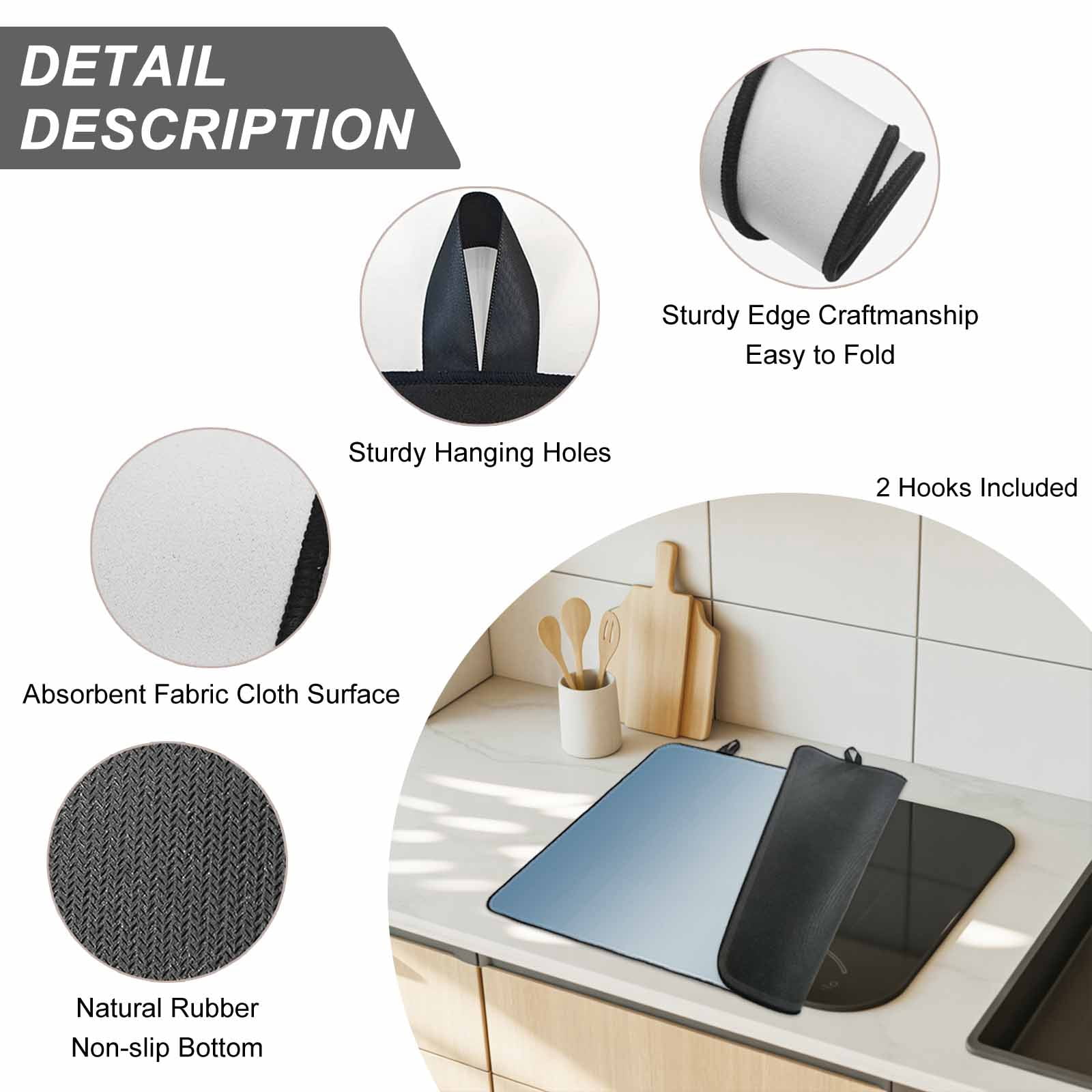 Blue Ombre Stove Top Cover for Electric Stove, Heat-proof & Non Slip Glass Top Stove Cover Protector, Modern Gradient Abstract Art Kitchen Flat Cooktop Rubber Mat 31x24 Inches