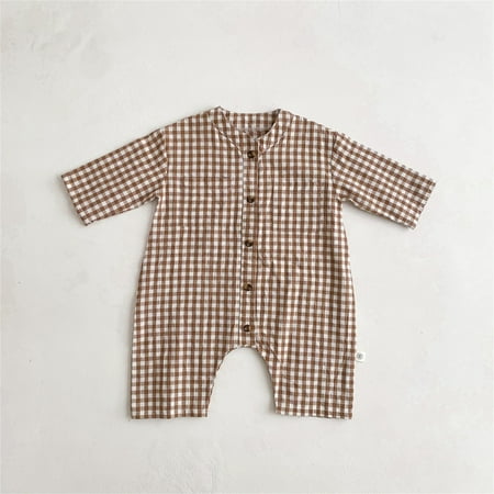 

NIUREDLTD Baby Boys Girls Plaid Autumn Print Long Sleeve Romper Jumpsuit Clothes