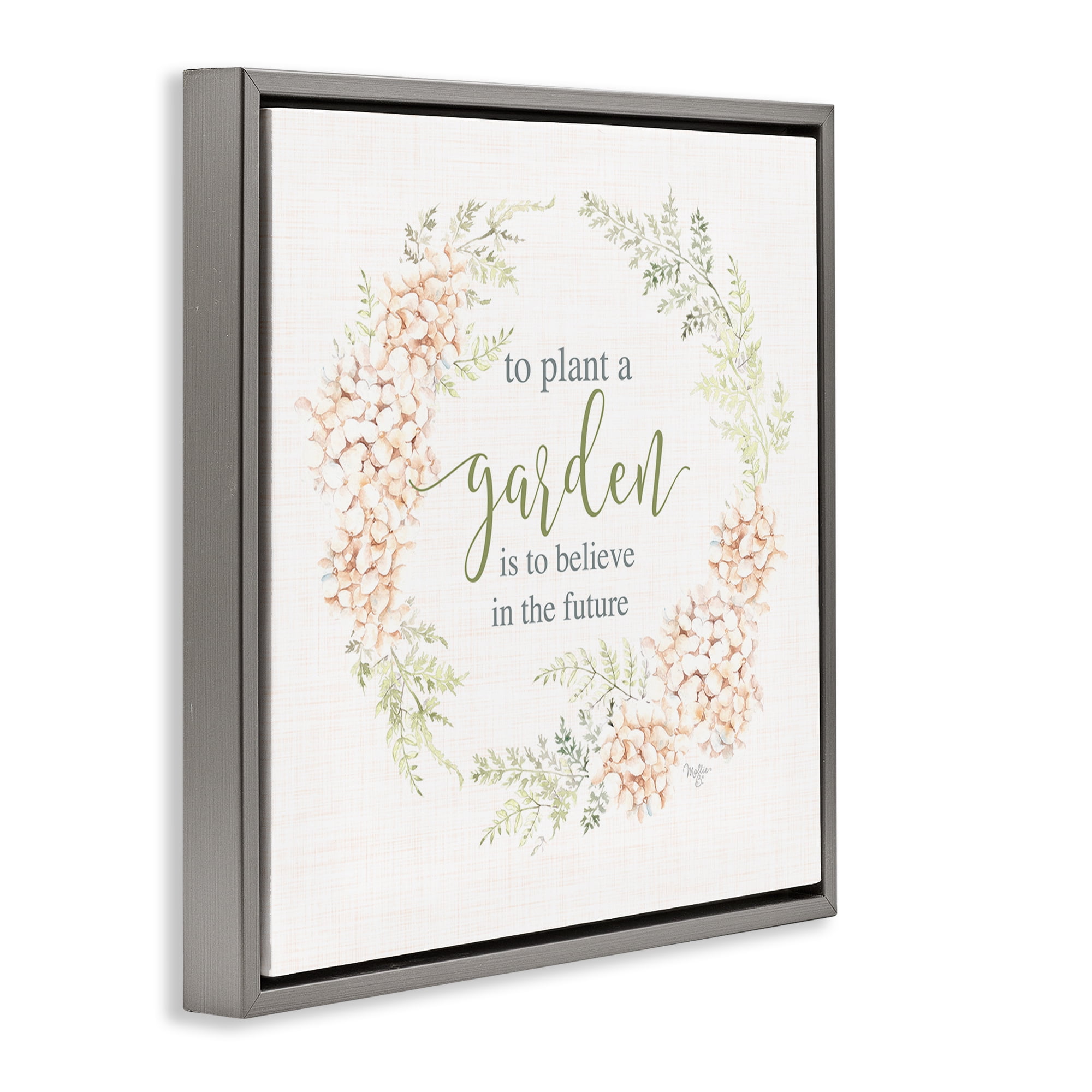 Stupell Industries Inspiring Plant A Garden Botanical & Floral Painting Gray Floater Framed Canvas Art Print Wall Art, 25 x 25