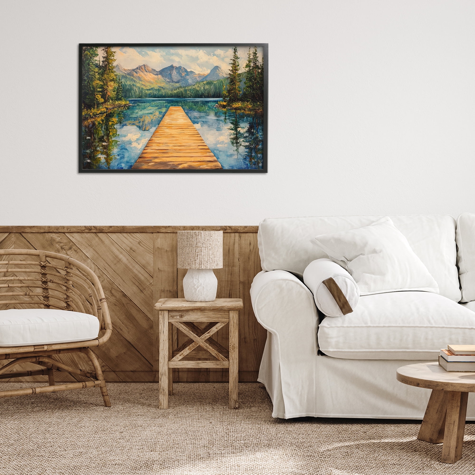 Stupell Industries Dock in The Mountains Black Framed Giclee Art, design by Petal Prints Design