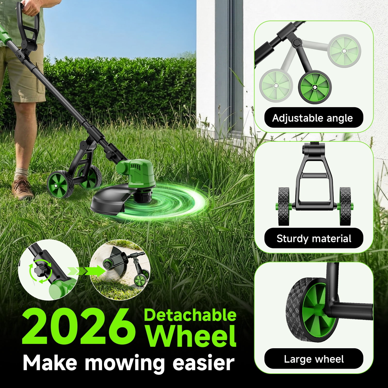 Fovendi 12" Cordless String Trimmer, Grass Trimmer&Edger with 8 Replacement Spools for Garden, Lawn