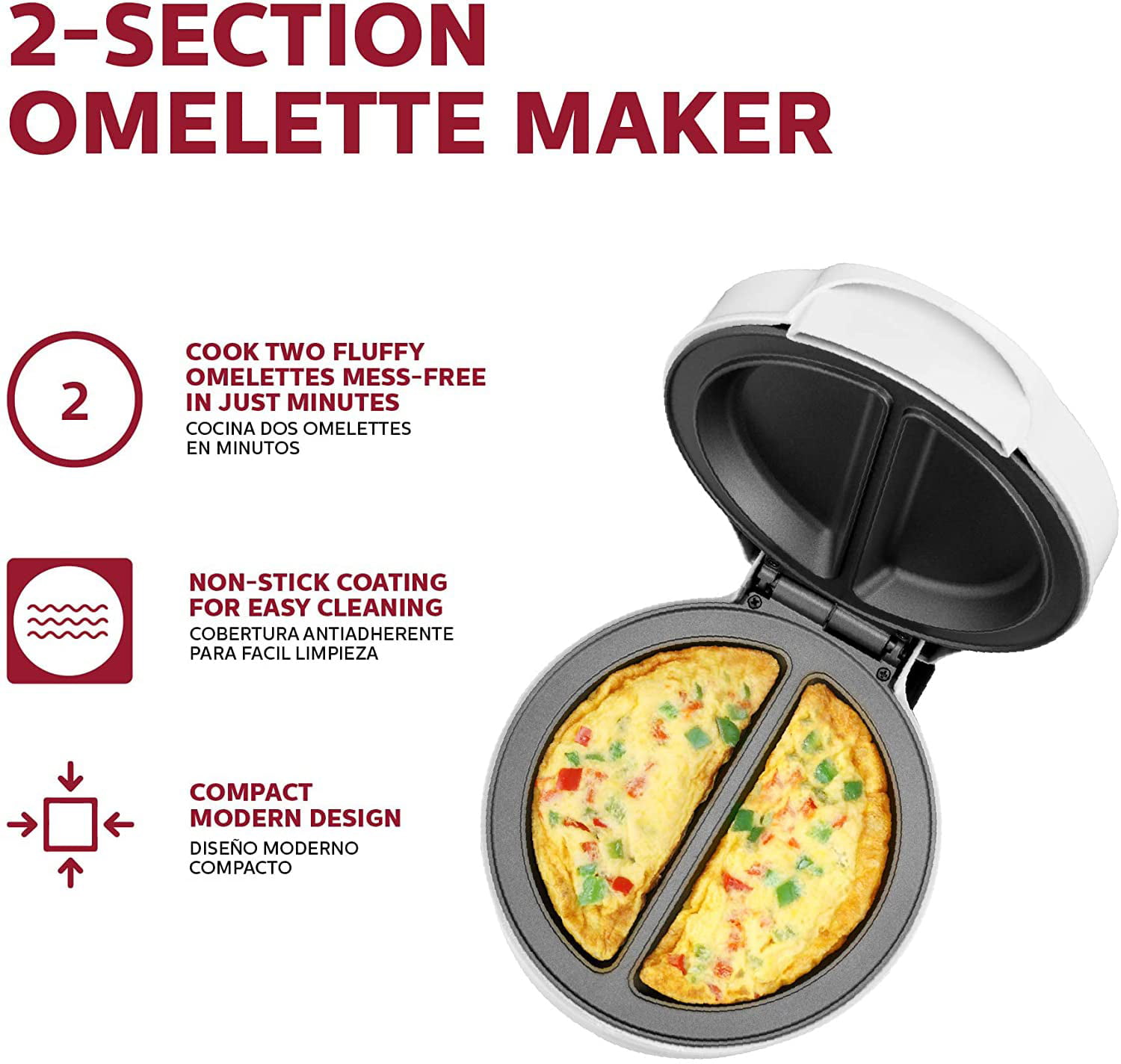 Holstein Housewares - Non-Stick Omelet & Frittata Maker, Stainless Steel -  Makes 2 Individual Portions Quick & Easy (2 Section, Teal)