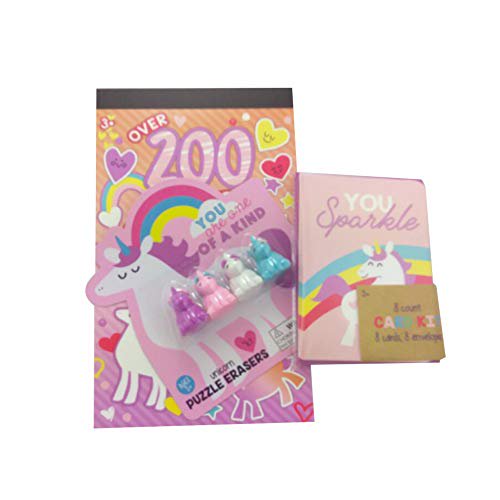 Paquete de unicornio con tarjetas, pegatinas y borradores Trisomy Resources 605928275563