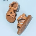 thumbnail image 4 of kpoplk Girls Strap Sandals Open Toe Outdoor Flats with Hook and Loop Kid Summer Shoes for Girls(Khaki,3.5), 4 of 7