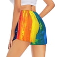 thumbnail image 2 of Uemuo Rainbow Colored Pattern Women's Athletic Shorts High Waisted Running Shorts with Liner Pockets Gym Elastic Workout Shorts-Medium, 2 of 9