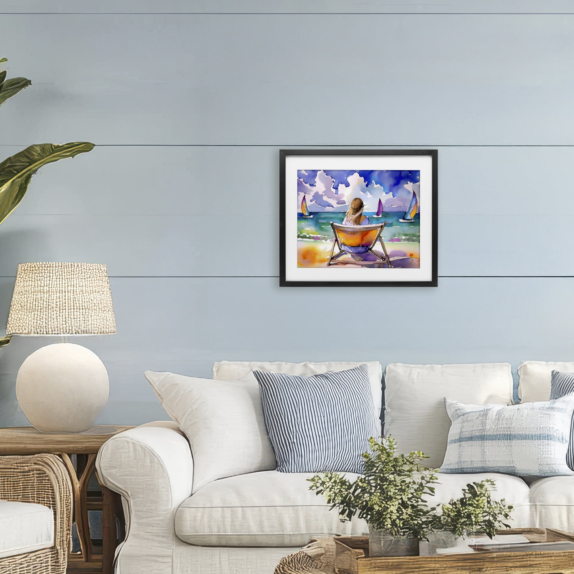 Stupell Industries Front Row to Paradise Black Framed Print Under Glass, design by Shelly Craig