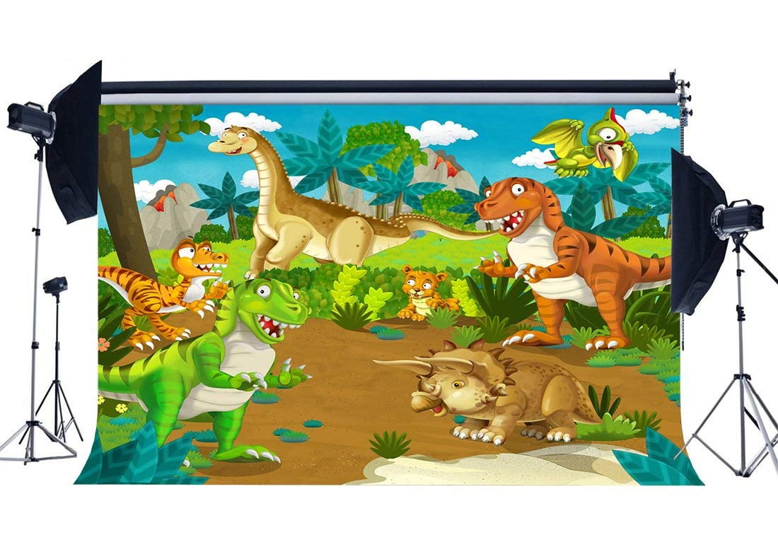 7×5ft Backdrop Curtains Vinyl Dinosaur Jurassic Light Weight Party Backdrop Wall Photo Studio Background Baby Shows Photography Background Wall Drop for Party or Outdoor Activity