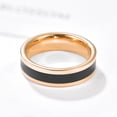 thumbnail image 3 of 6mm Men's Black Enamel Rings Rose Gold Tungsten Ring Wedding Bands Flat Edges, 3 of 4