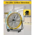 thumbnail image 6 of VENTISOL 24 Inch Industrial Floor Drum Fan, 9500 CFM Heavy Duty Floor Fan 3-Speed Air Circulator with Castors, High Velocity Shop Fan Strong Airflow for Warehouse, Basement, Factory, Barn, Garage, 6 of 8