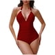 thumbnail image 2 of Trajes de baño de una pieza para mujer, traje de baño de bikini con tirantes y espalda descubierta de color liso para mujer, 2 of 5