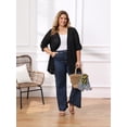thumbnail image 2 of DARING DIVA Women's Plus Hollow Out 3/4 Sleeve Long Open Front Cover Up 2X Black, 2 of 6