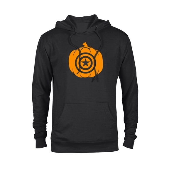 Marvel Captain America Pumpkin Jack-O'-Lantern Halloween - Pullover Hoodie for Adults - Customized-Black