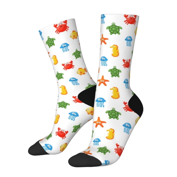 Balery Undersea Animals Calcetas Largas con Estampado para Hombre y Mujer – Suaves y Transpirables, Talla Única (US 5-11)