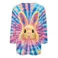 thumbnail image 4 of Cavosen Happy Easter Womens 3/4 Length Sleeve Tops for Summer Bunny Tie Dye Print Pullover Blouse Crewneck Holiday Shirts Vacation Festival T Shirts Casual Dressy Tees 2XL, 4 of 5