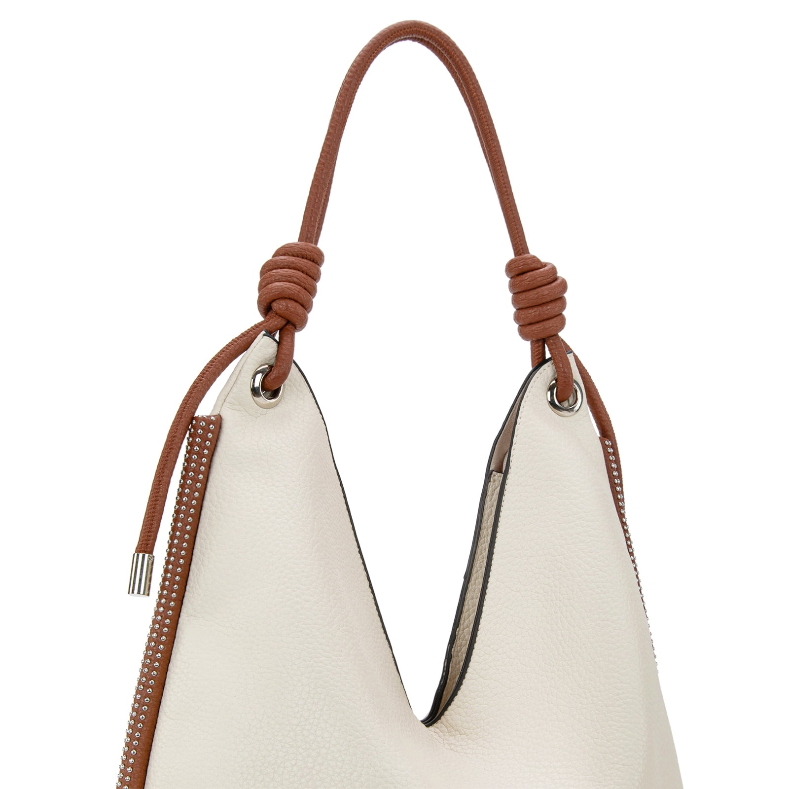 Montana West Hobo Bags for Women Soft Slouchy Top Handle Shoulder Purses Handbag with Knot Strap, Beige-Browm