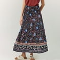 thumbnail image 4 of Womens Maxi Skirt 2025 Casual Flowy Elastic High Waist Long Skirts with Pockets Summer Beach Style Navy XL, 4 of 5