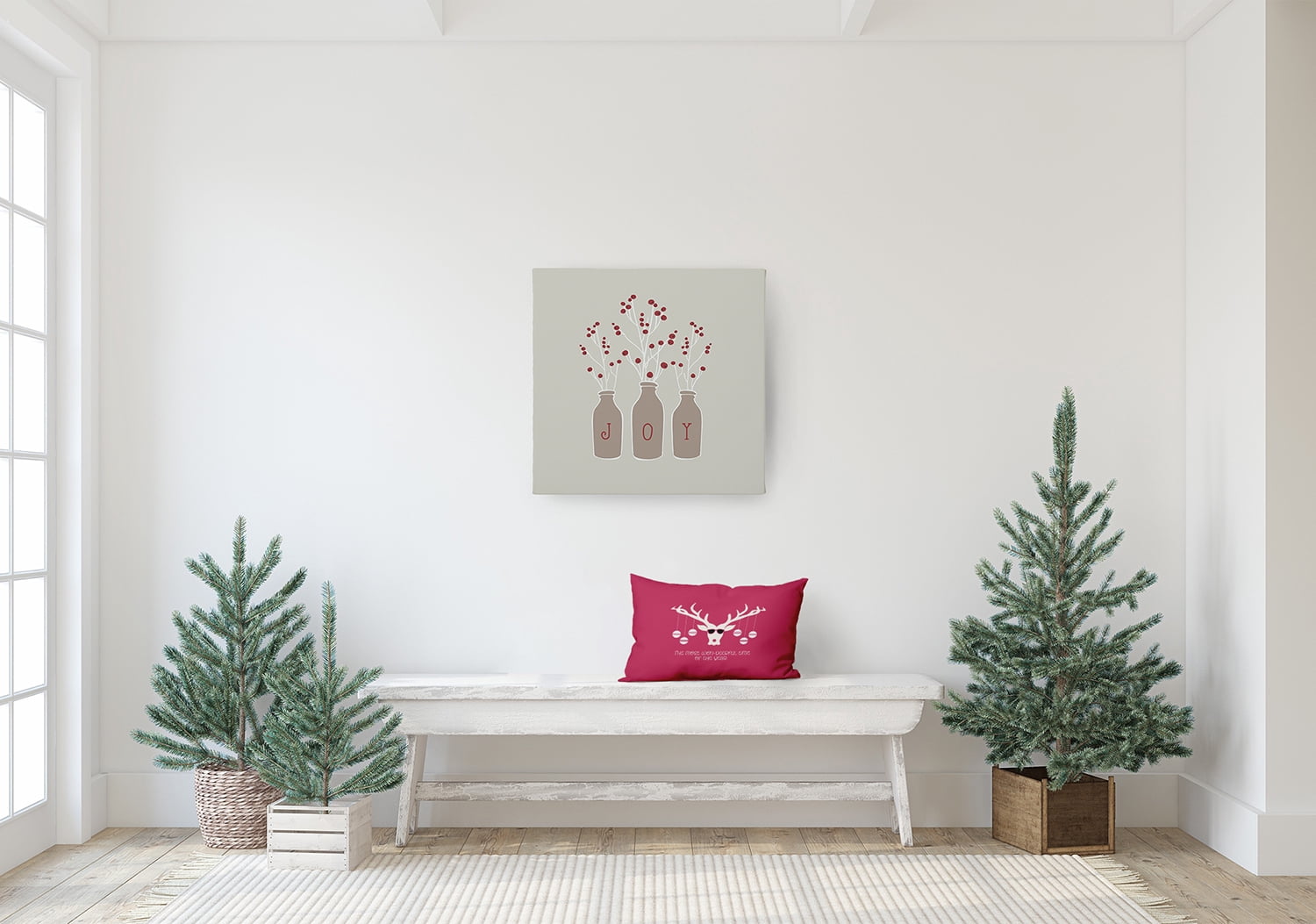 20" x 14" Simply Daisy Cool Christmas Deer Polyester Accent Pillow, Holiday Pink Qty 1