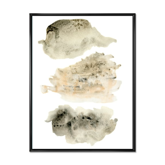 Designart 'Golden Beige and Grey Clouds I' Modern Framed Canvas Wall Art Print