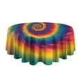 thumbnail image 5 of Colorful Rainbow Tie Dye Spiral Pattern Round Tablecloth 60"x60",Wrinkle Wipeable Table Cloth for Kitchen Dining Room Picnic Patio Party, 5 of 6