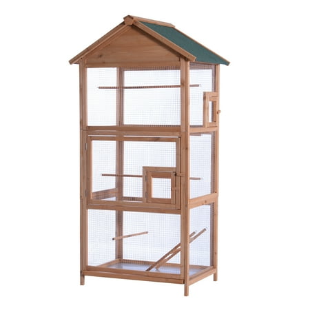 MCombo 70" Wooden Play House Aviary Pet Bird Parrot Cage W ...