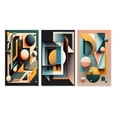 thumbnail image 2 of Designart "Geometric Nostalgia Retro Elementary Style I" Modern Geometric Wall Art Set Of 3 - Abstract Geometric Blue Gallery Set For Office Decor, 2 of 6