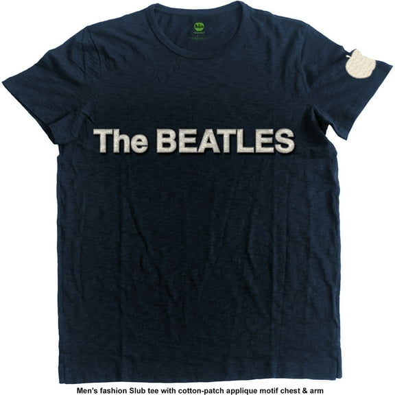 Men's Beatles Logo & Apple Vintage T-shirt Small Navy