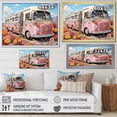 thumbnail image 4 of Designart "Desert Getaway with Pink Camping Van I" Landscapes Framed Wall Art - Country Pink Camping Travel Entryway Framed Wall Art, 4 of 6