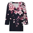 thumbnail image 5 of 3/4 Sleeve Casual T Shirts for Women Plus Size Tops Graphic Printed V Neck Tees Summer Fall Casual Tshirts (XL, Black|Floral), 5 of 6