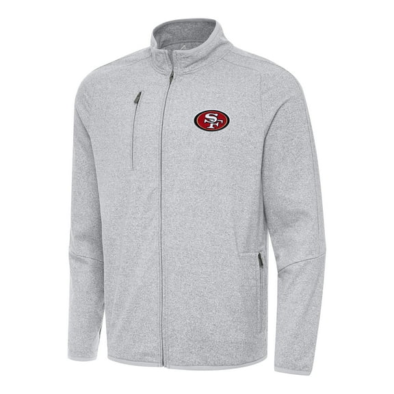 Men's Antigua Heather Gray San Francisco 49ers  Hold-Up Tri-Blend Full-Zip Jacket