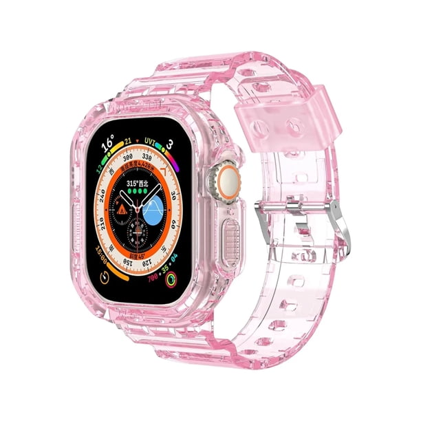 Correa + Case, Silicón Transparente, compatible con Apple Watch, 40/41/44/45/49mm