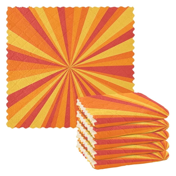 6 Pieces of Kitchen Towels 11x11Inch Kitchen Dish Cloths Kitchen Dish Towels Reuseable Cleaning Cloths Orange Stripe