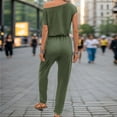thumbnail image 6 of aidice Jumpsuits for Women Summer Off-Shoulder Short Sleeve Drawstring Waisted Comfy Fitting Pants Rompers, 6 of 6