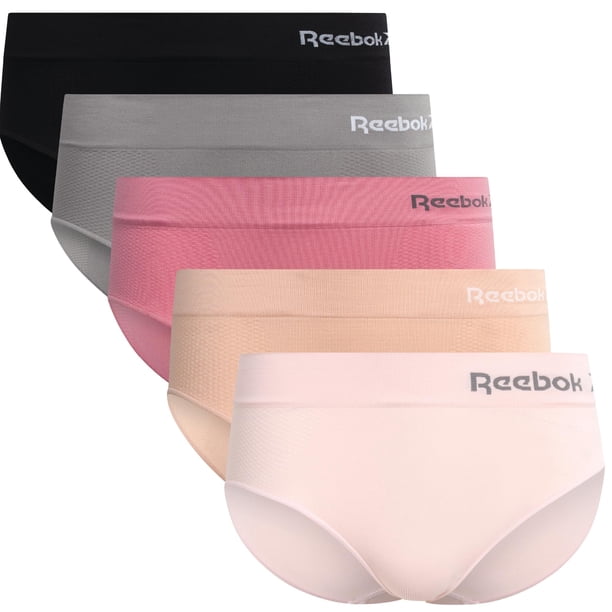 Reebok Pack de 5 calzones hipster sin costuras, stretch, talla M