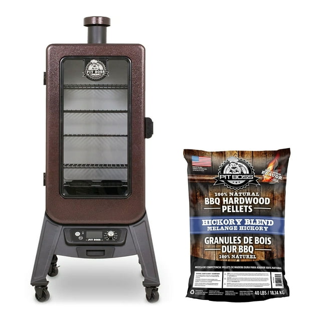 Pit Boss Copperhead 3 Series Wood Pellet Smoker & 40 Lb Hickory Pellets